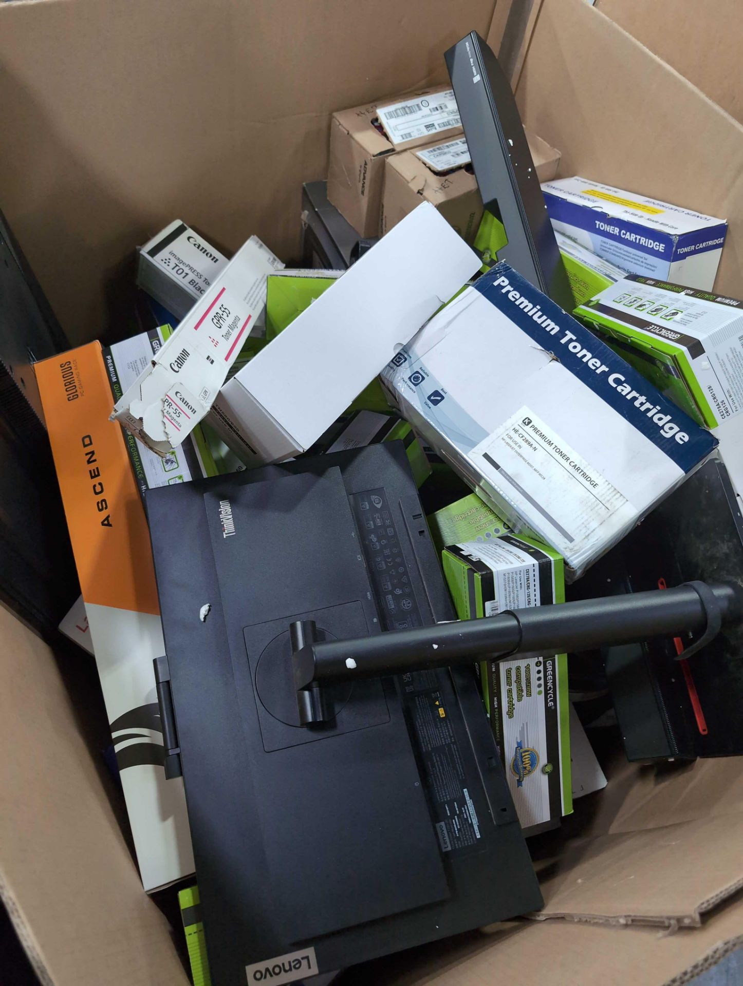 sleeve of electronics monitor, toners cartridges, air fryer and other electronic items - Image 10 of 15