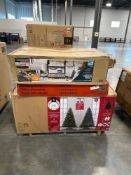 Pallet- 4 burner grill, climbing dome, twinkling deer, office chair, tree, Chest freezer and more