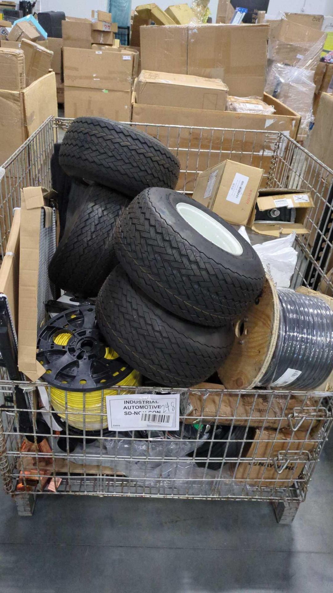 Wire bin- Tires, romex wire, Hayward, Car parts, radiators and more - Image 6 of 6