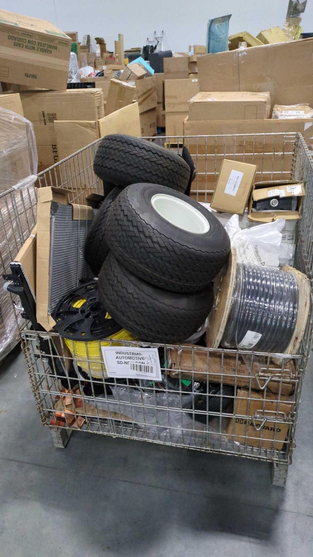 Wire bin- Tires, romex wire, Hayward, Car parts, radiators and more - Image 5 of 6