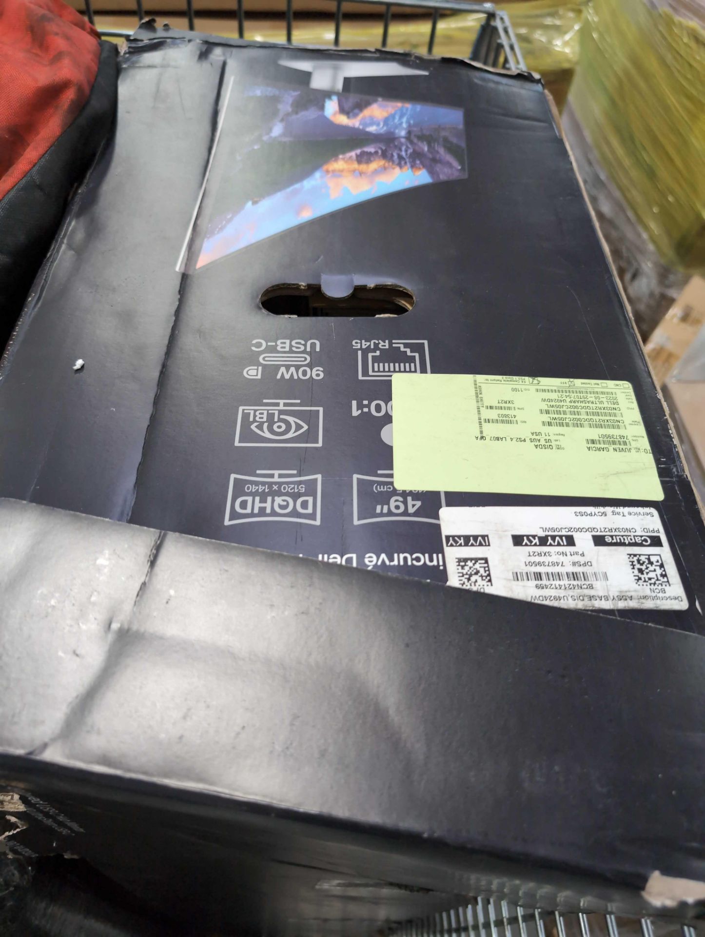 Wire bin- Rolled Mattress, 49 Curved Dell Monitor does show box damage, Canopy and more - Image 3 of 7