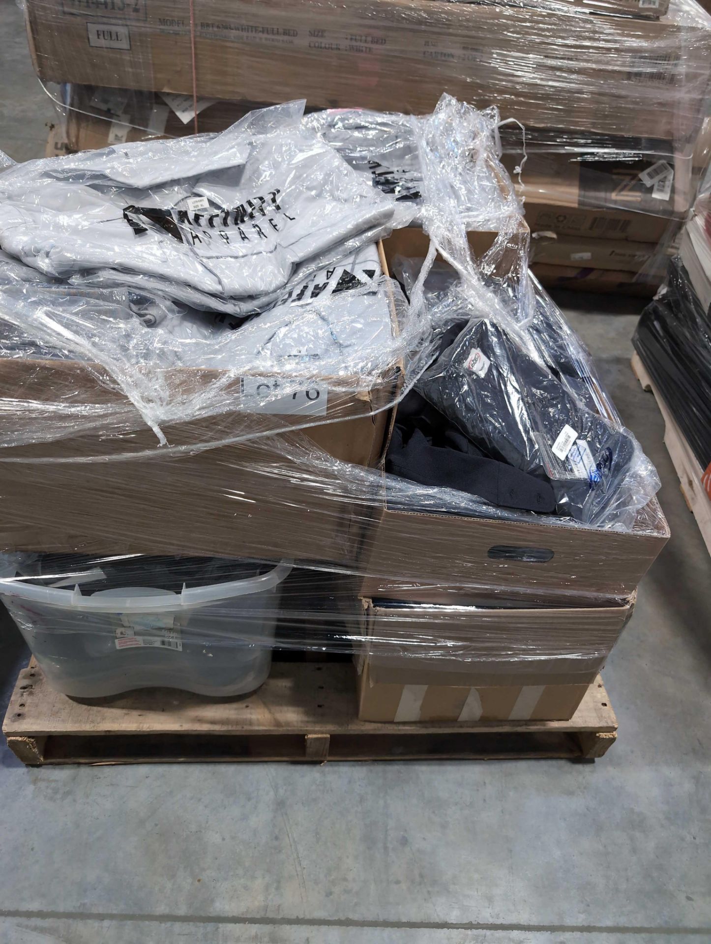 Pallet- of Affinity Apparel, elbeco work wear, work clothing and more