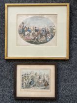 Isaac Cruikshank Hand Painted Engraving and one an