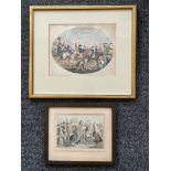 Isaac Cruikshank Hand Painted Engraving and one an