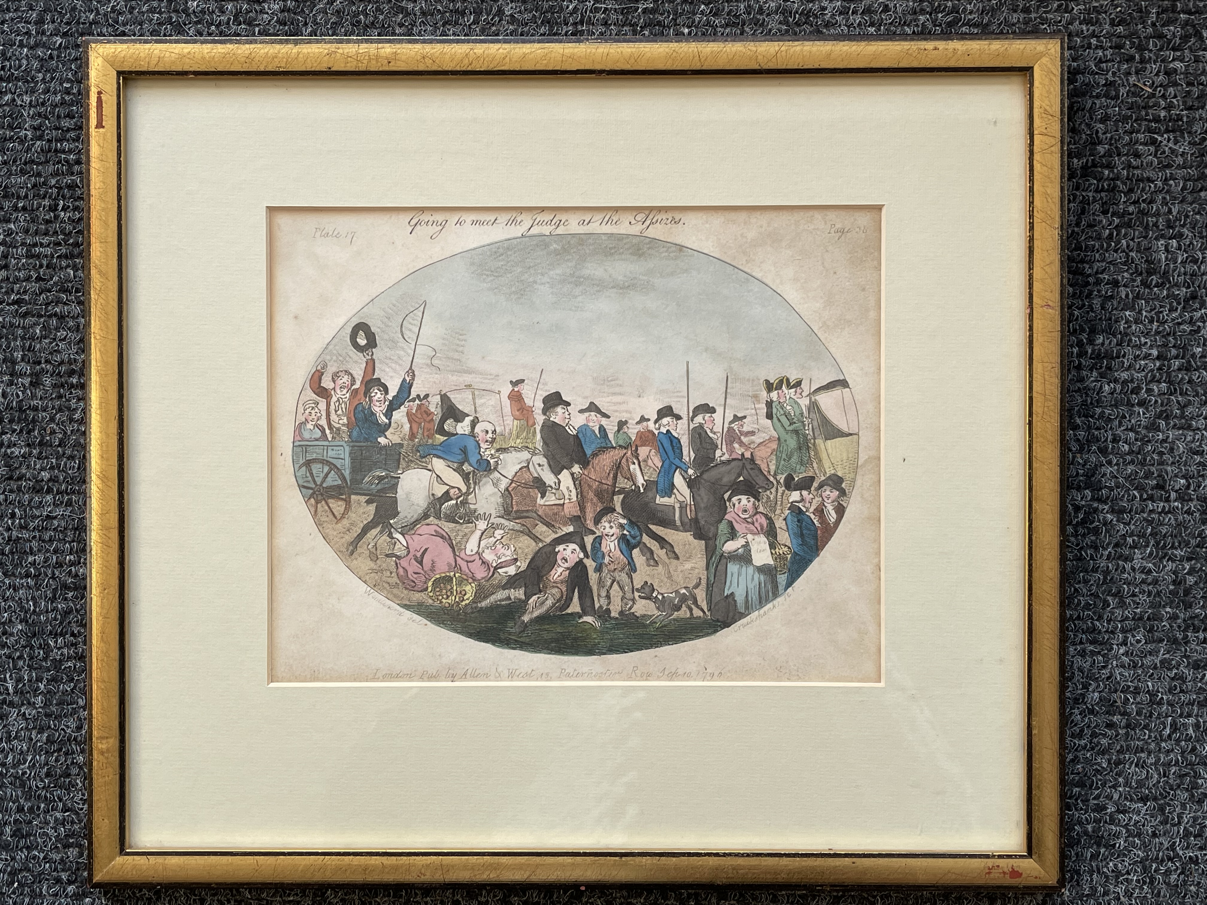 Isaac Cruikshank Hand Painted Engraving and one an - Image 2 of 24