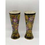 Pair of Tall Hand Painted H. Bequet Vases Quaregno