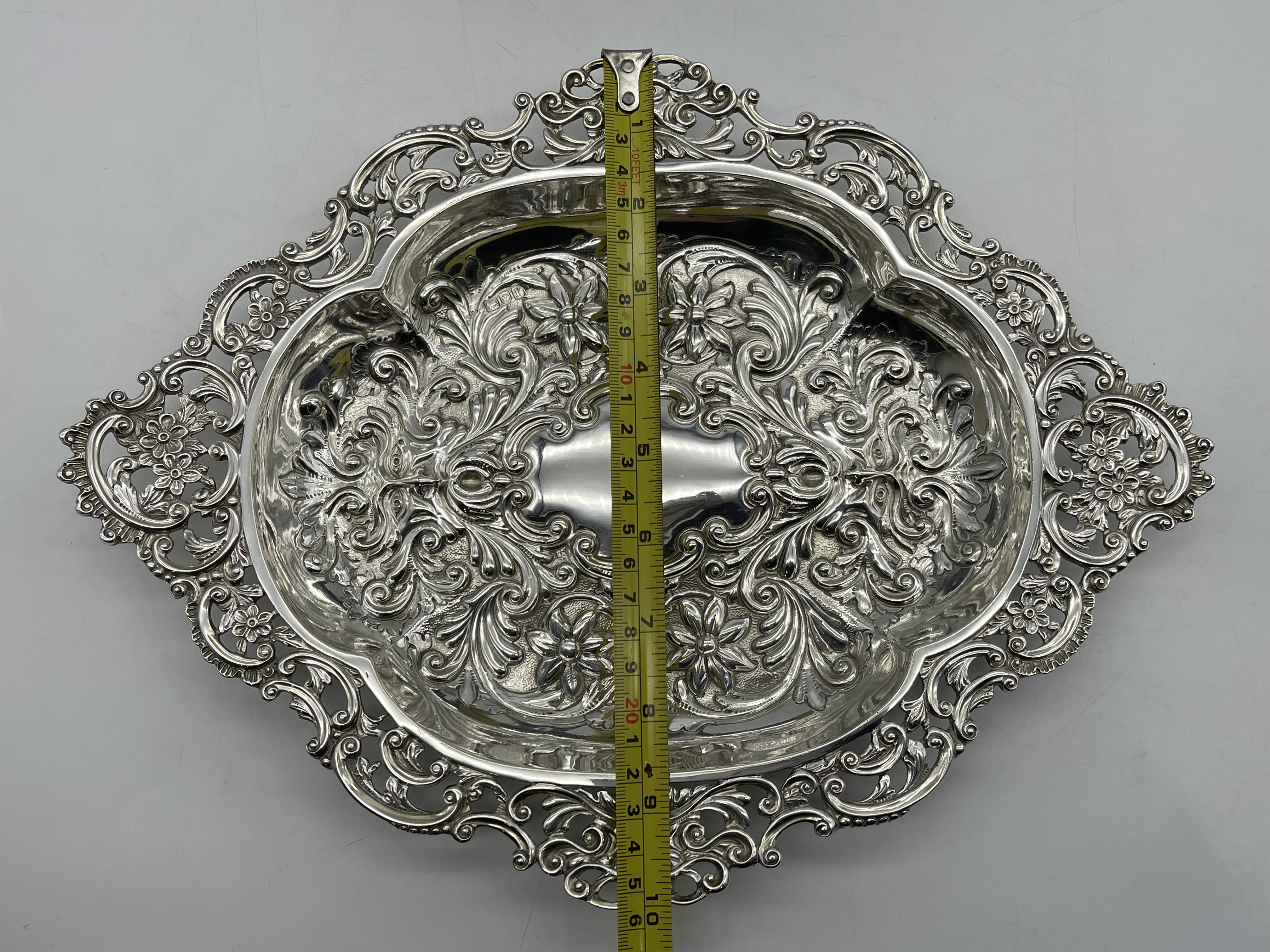 Hallmarked Silver Engraved Tray. Total weight 726 - Image 12 of 17