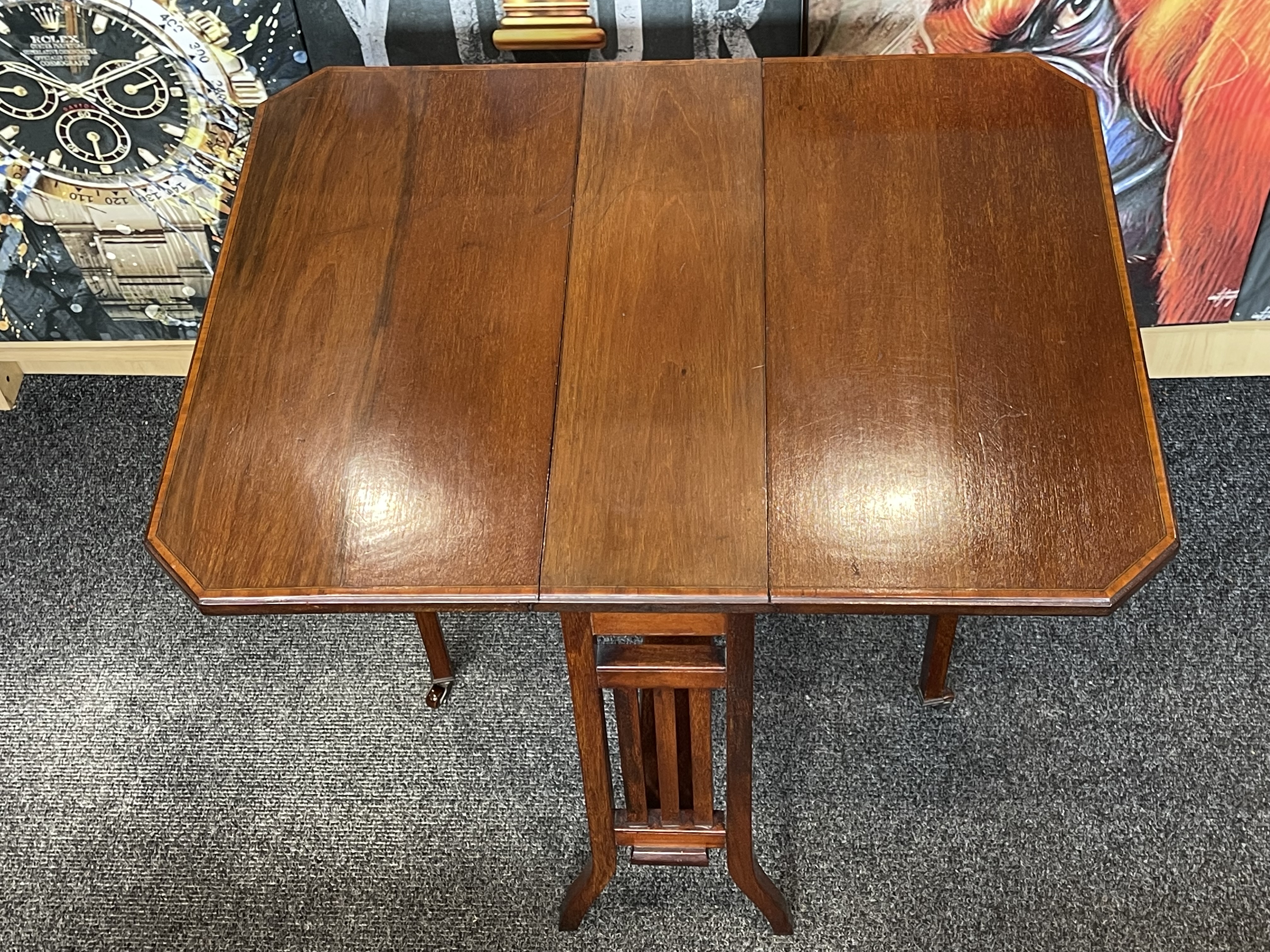 Antique Mahogany Drop leaf Sutherland Table and a - Image 3 of 17