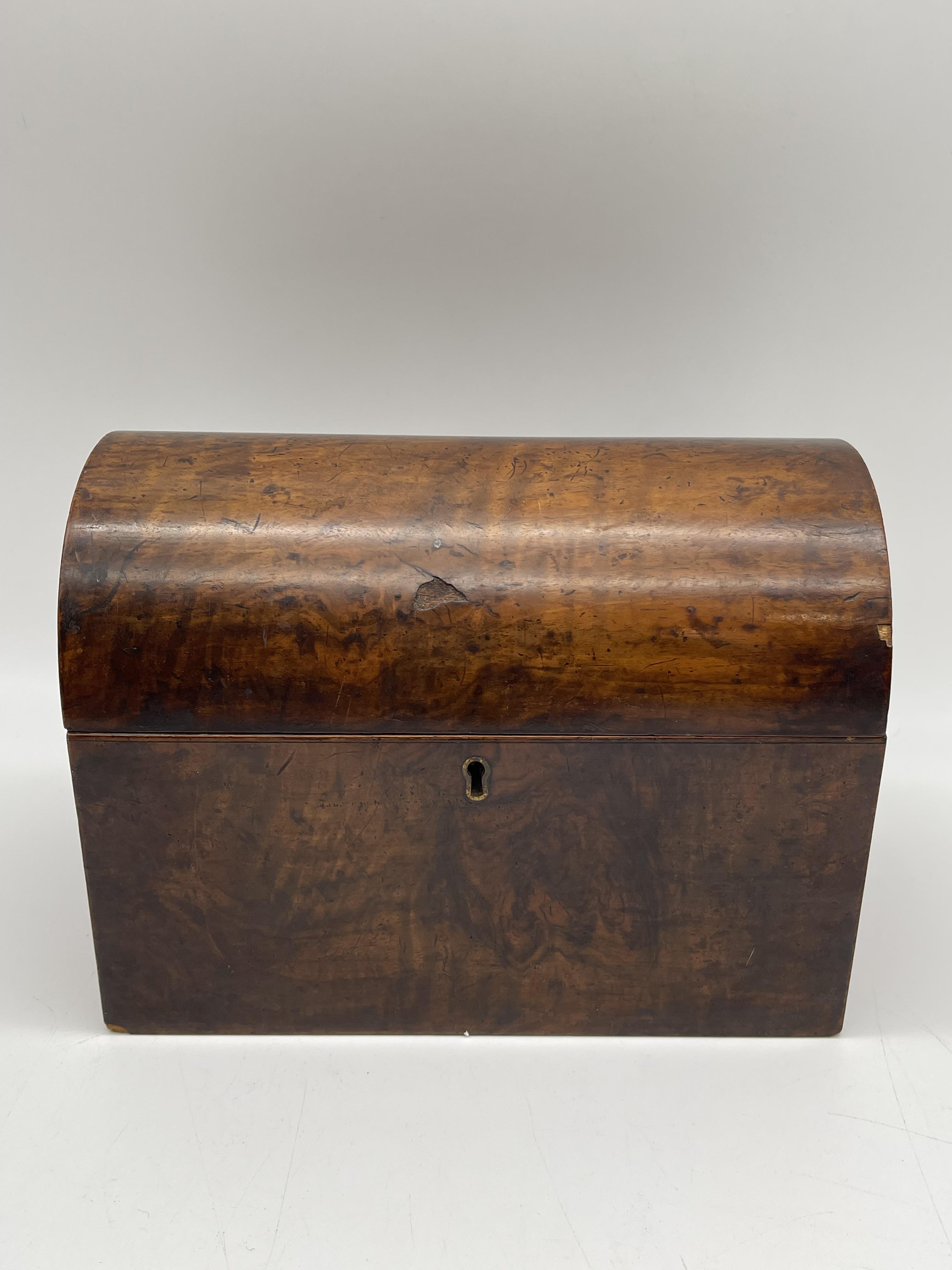 Wooden Writing Slope, Jewellery Box and Tea Caddy. - Image 8 of 10