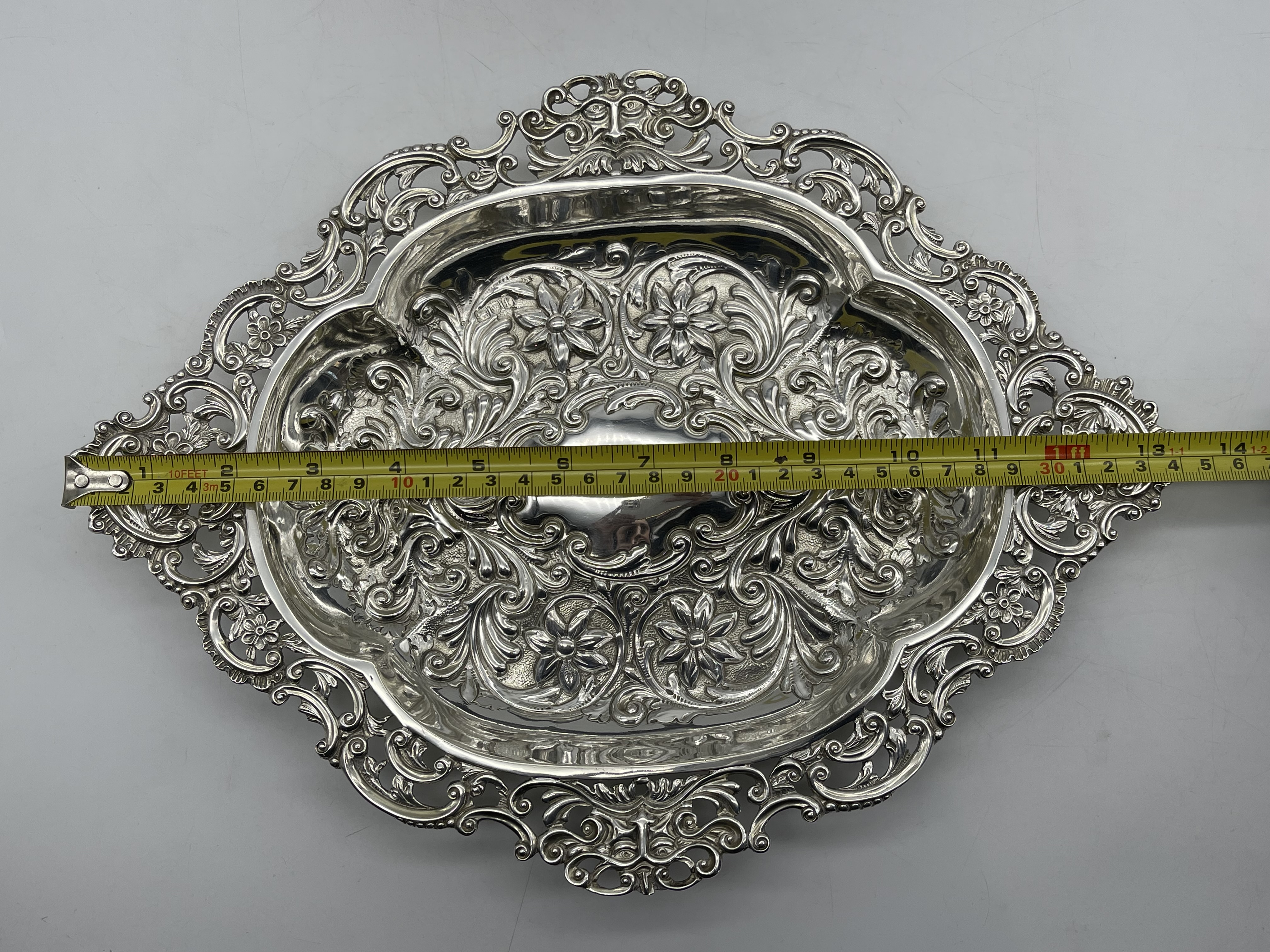 Hallmarked Silver Engraved Tray. Total weight 726 - Image 13 of 17