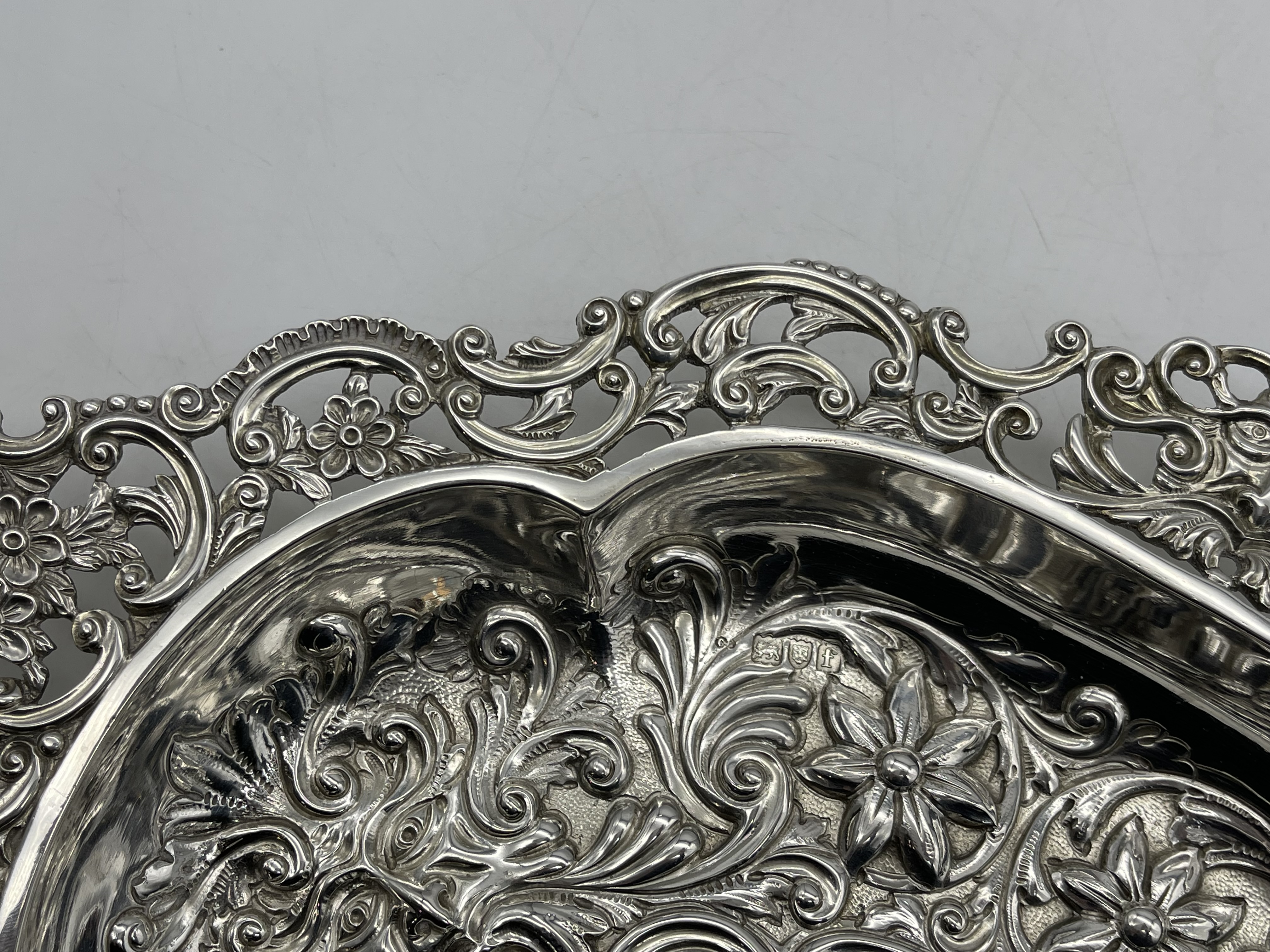 Hallmarked Silver Engraved Tray. Total weight 726 - Image 6 of 17