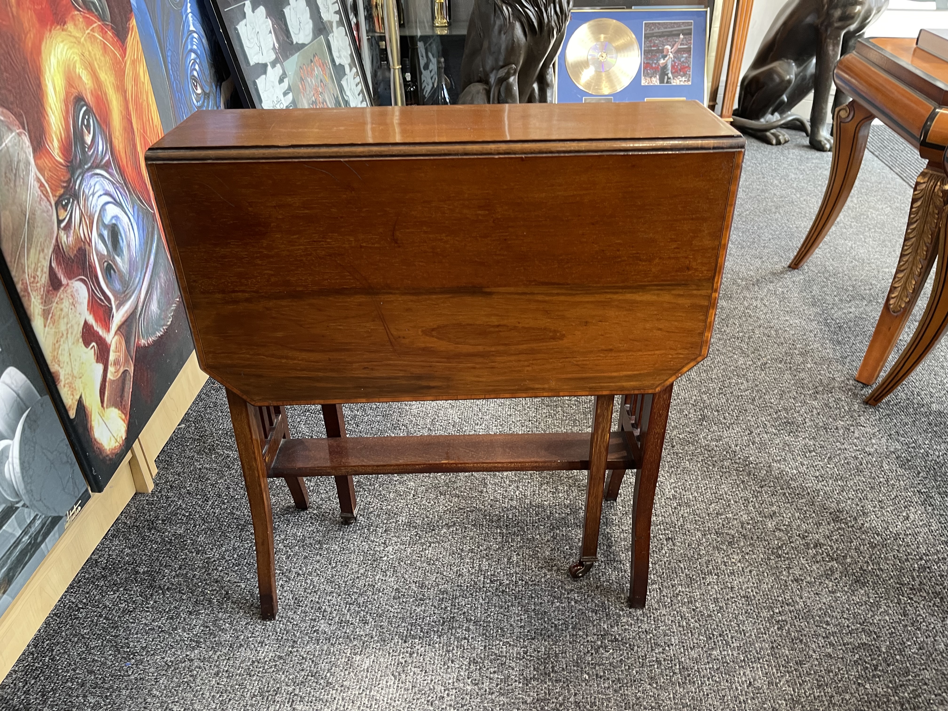 Antique Mahogany Drop leaf Sutherland Table and a - Image 15 of 17