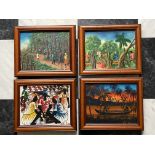 Four Framed and Signed Oil Paintings of Africa.