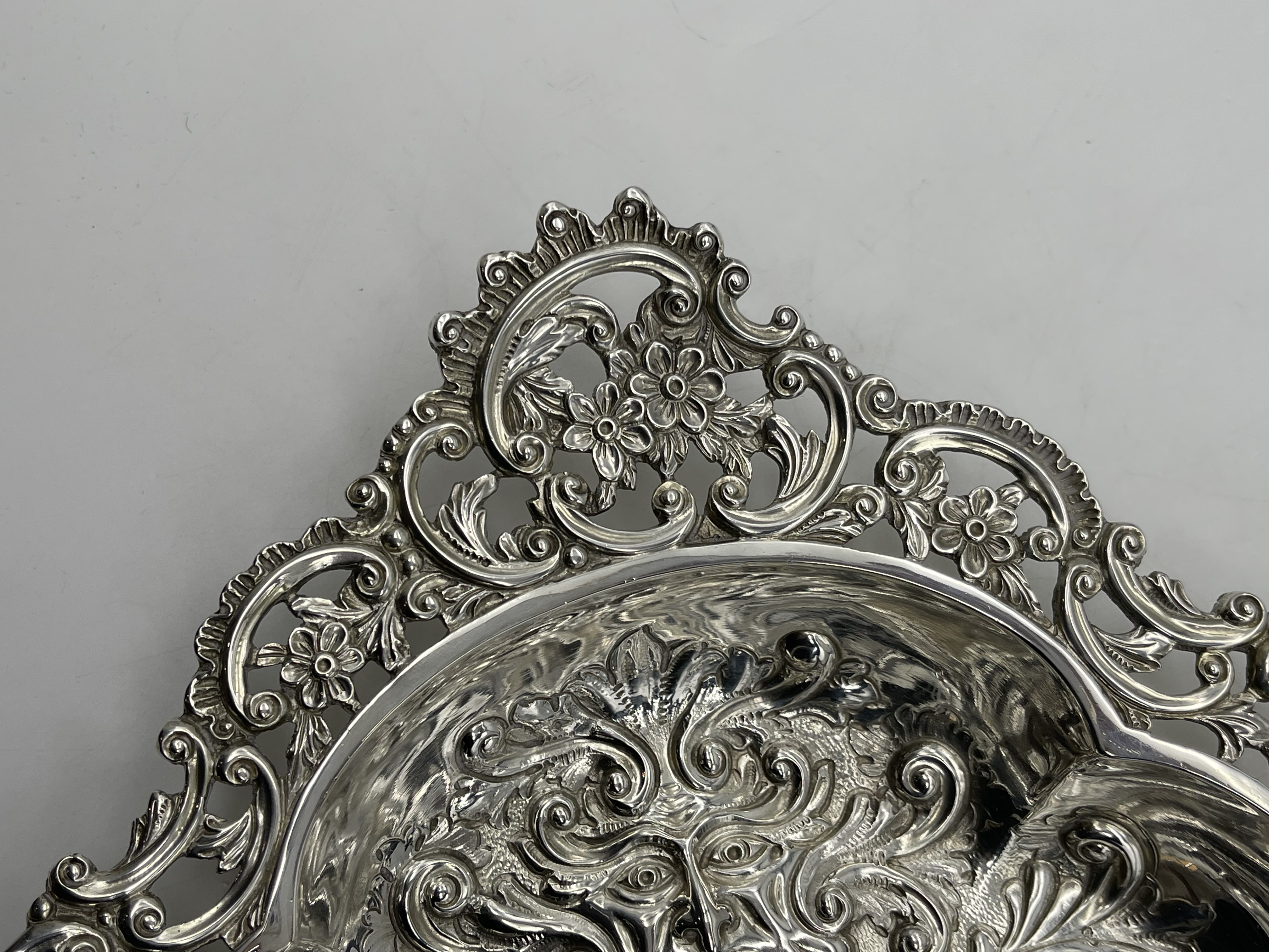 Hallmarked Silver Engraved Tray. Total weight 726 - Image 7 of 17