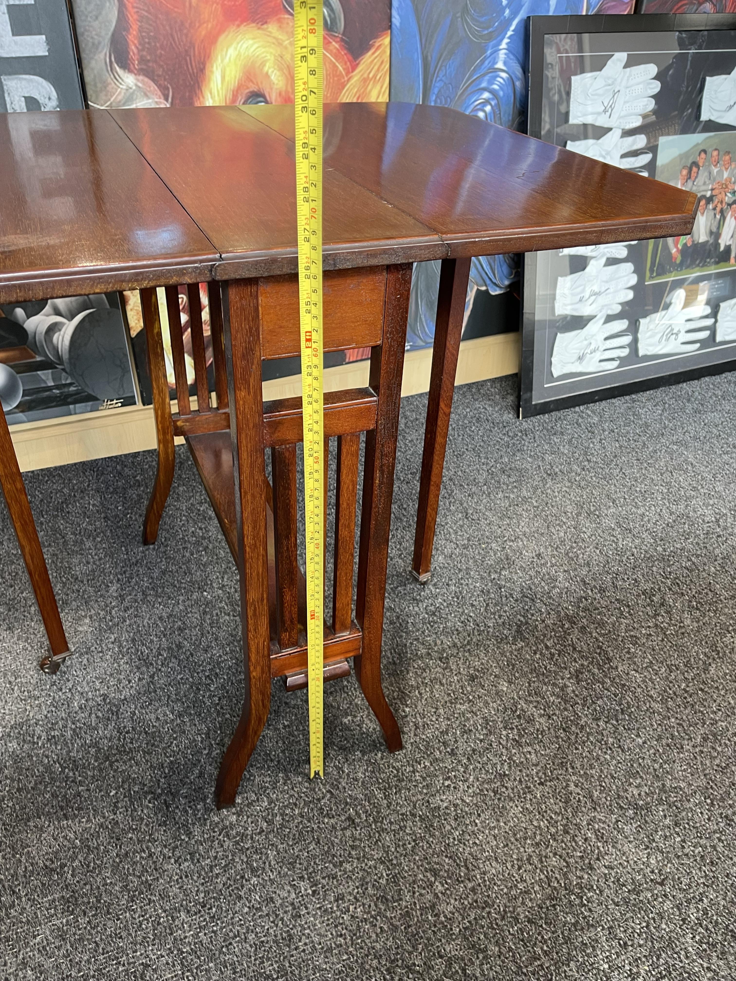 Antique Mahogany Drop leaf Sutherland Table and a - Image 9 of 17