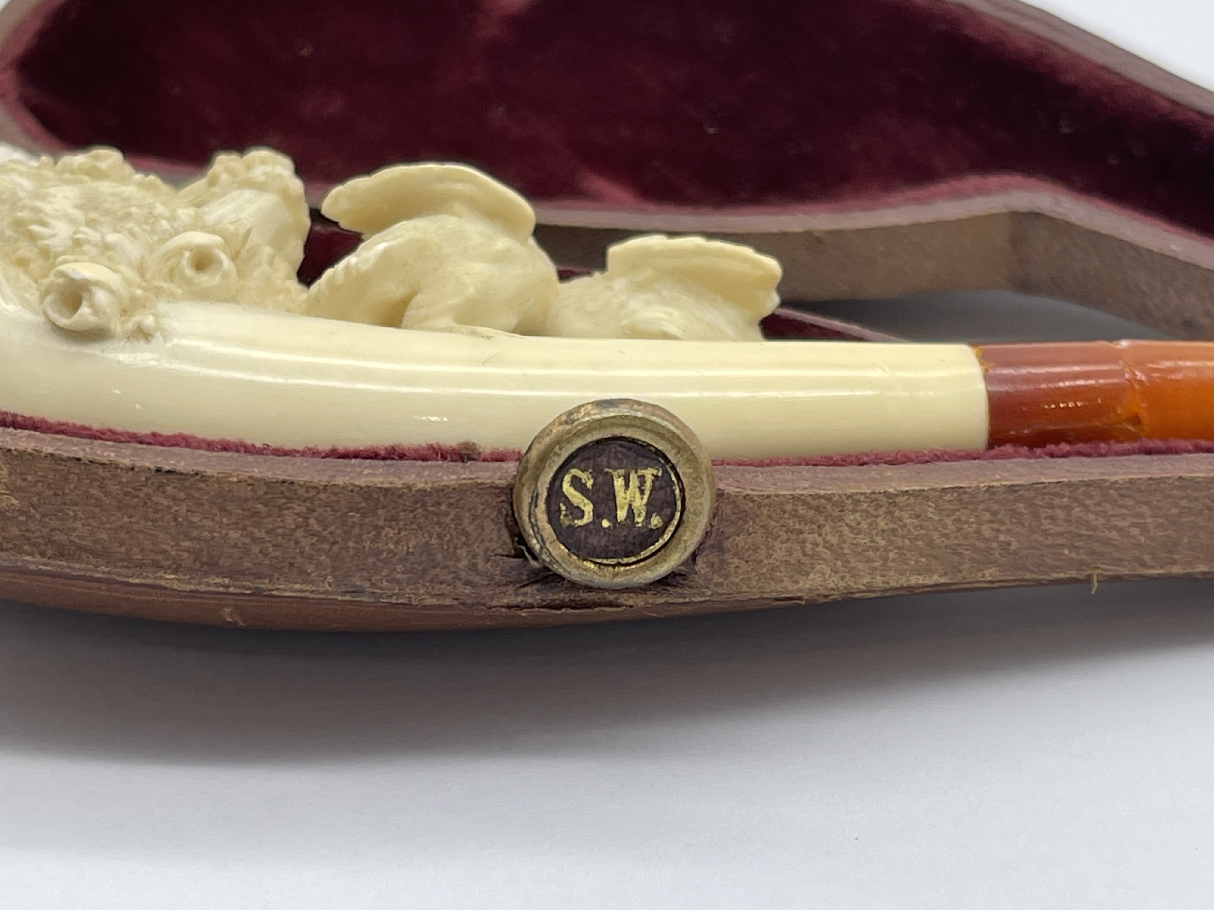 Cased, Beautifully Carved Meerschaum Pipe by S.W. - Image 11 of 12