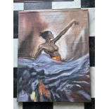 Signed Oil on Canvas by I.Sesay Jr.