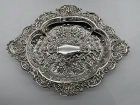 Hallmarked Silver Engraved Tray. Total weight 726