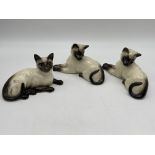 Three Royal Doulton Cat Figures. Good condition,