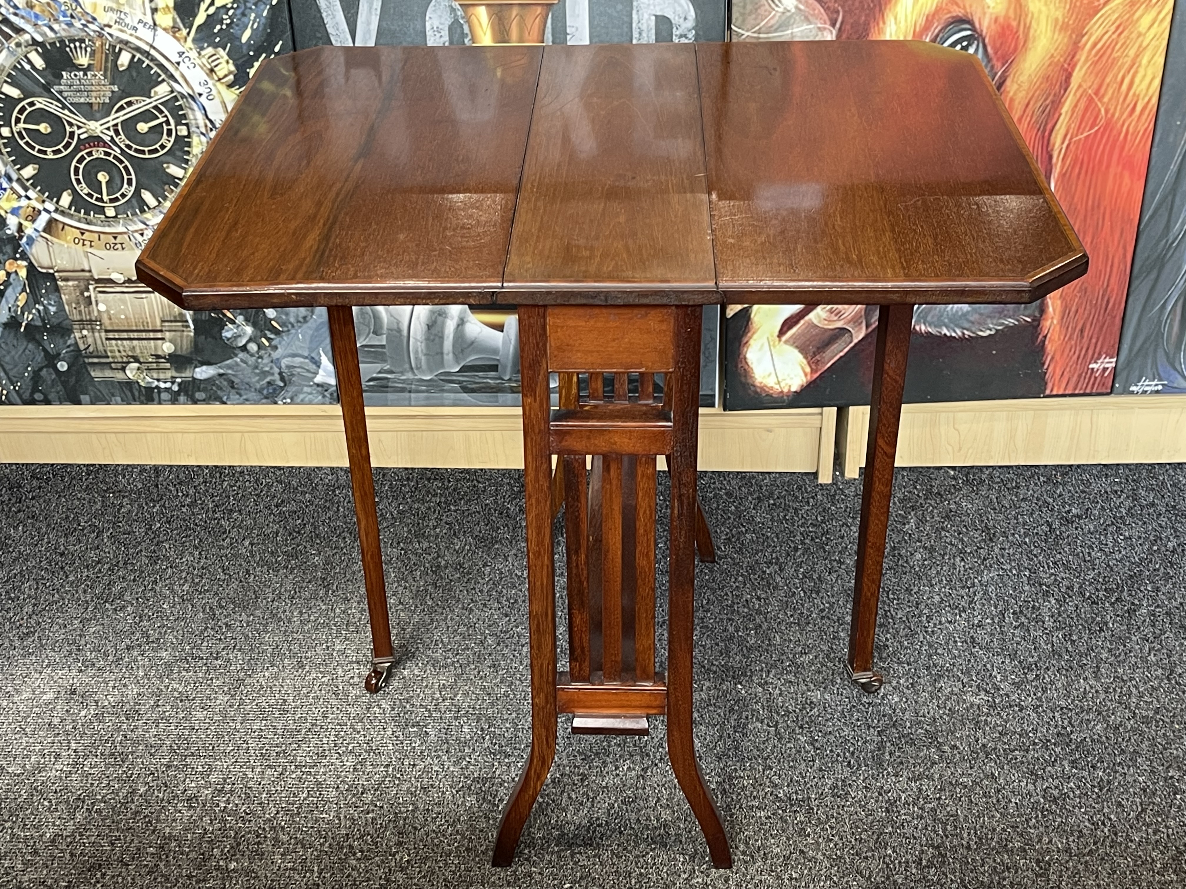 Antique Mahogany Drop leaf Sutherland Table and a - Image 2 of 17