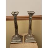 Pair of Hallmarked Silver Column Candle Holders.