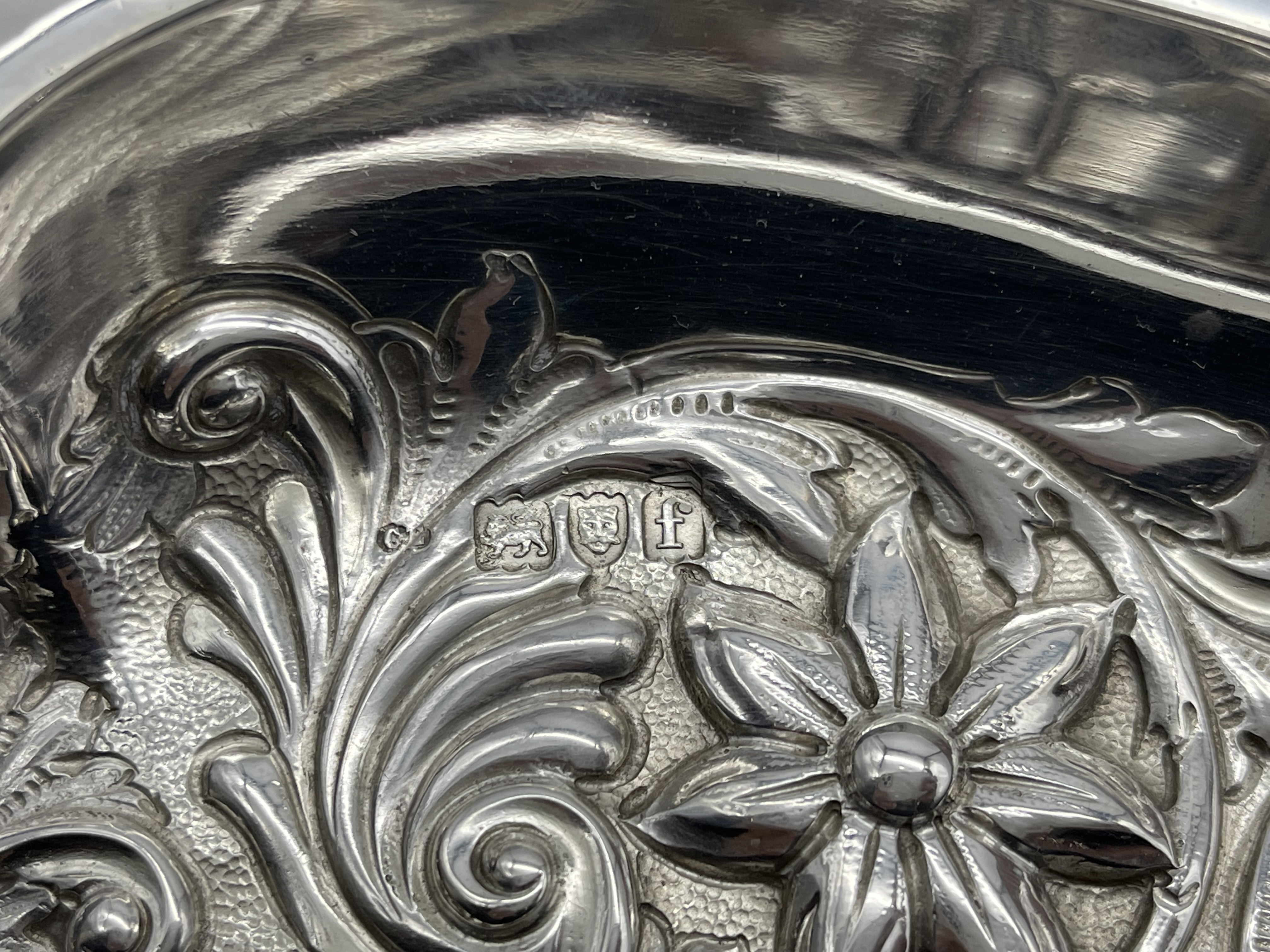 Hallmarked Silver Engraved Tray. Total weight 726 - Image 2 of 17