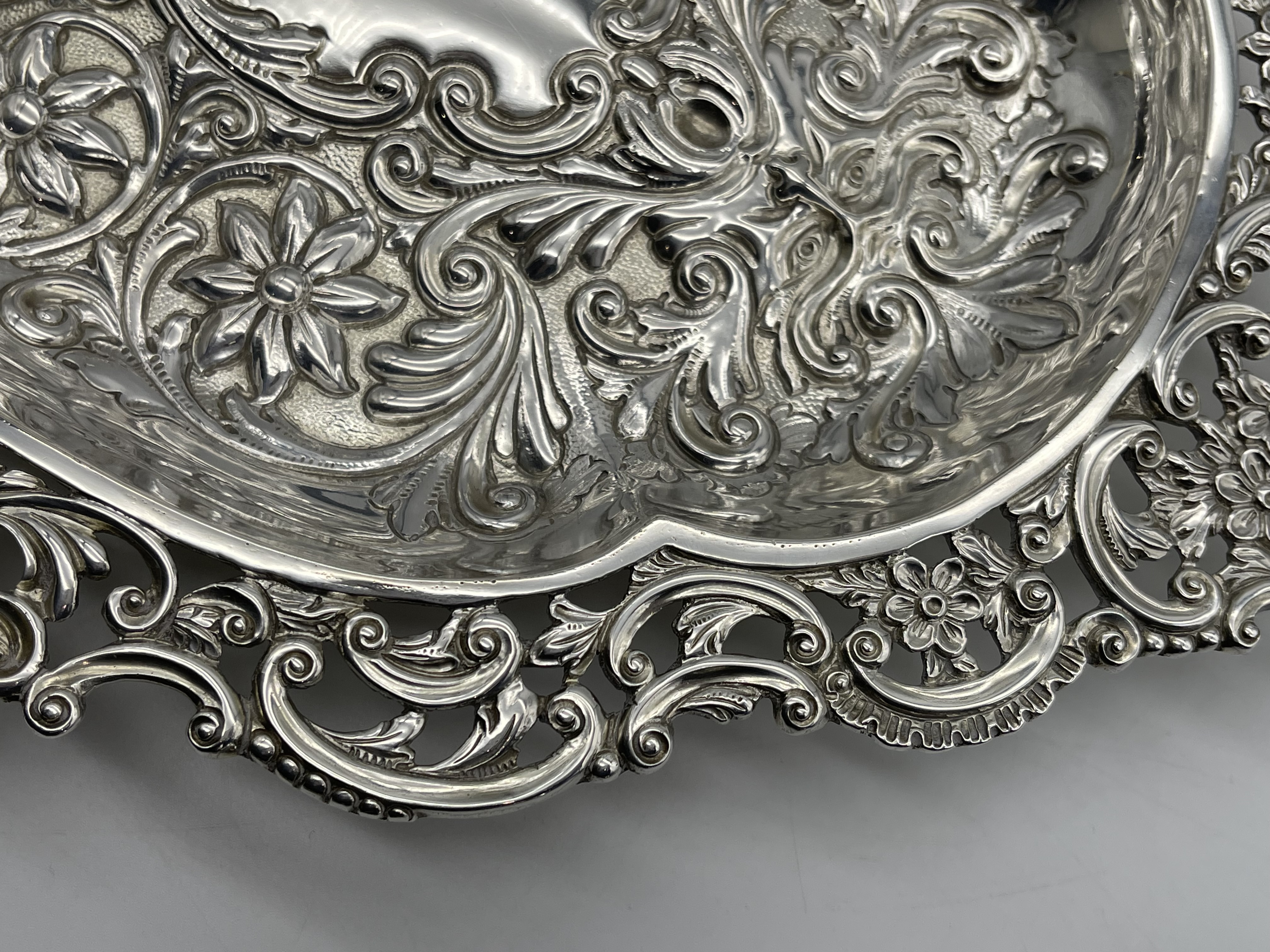 Hallmarked Silver Engraved Tray. Total weight 726 - Image 10 of 17