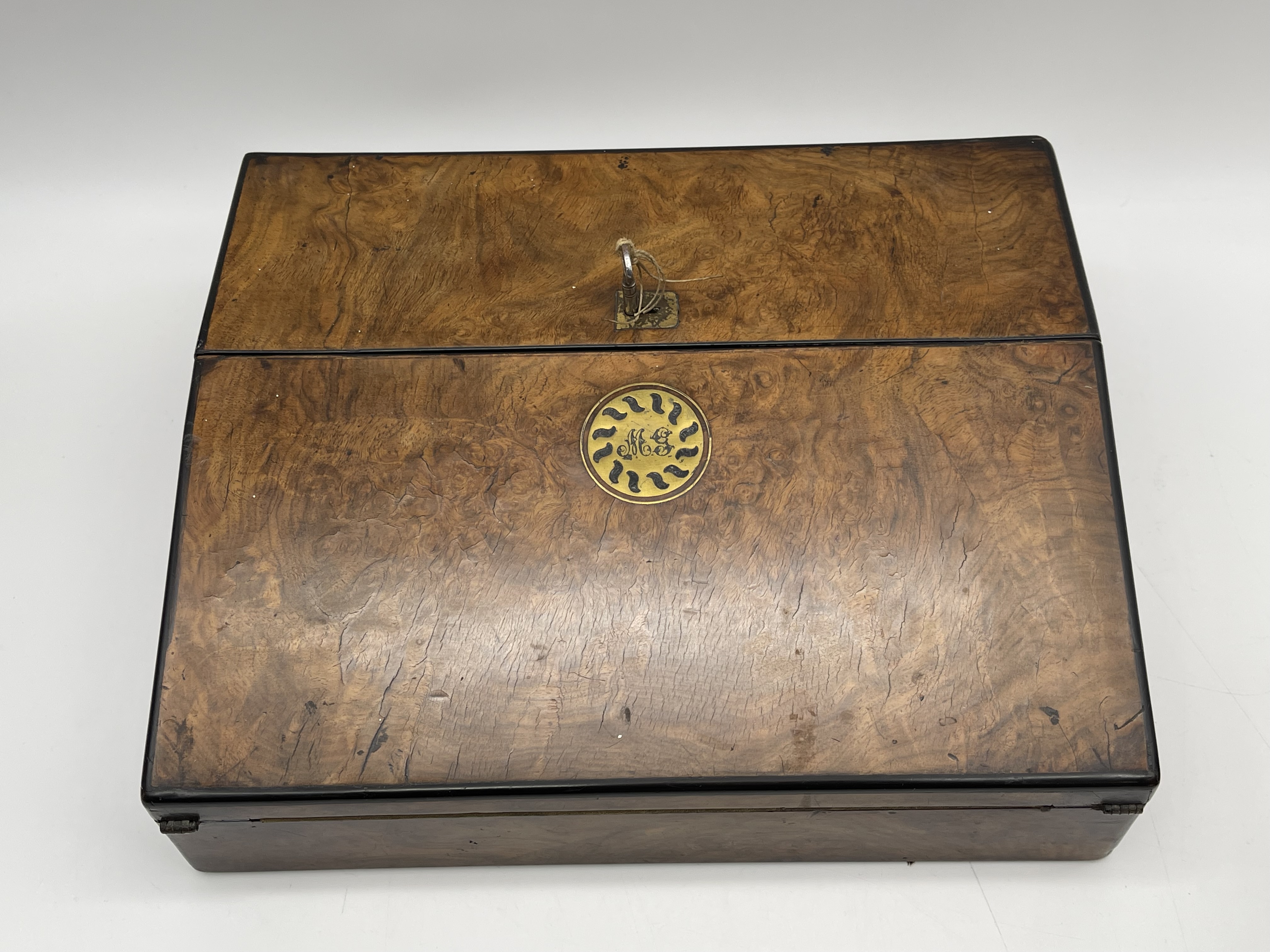 Wooden Writing Slope, Jewellery Box and Tea Caddy. - Image 2 of 10