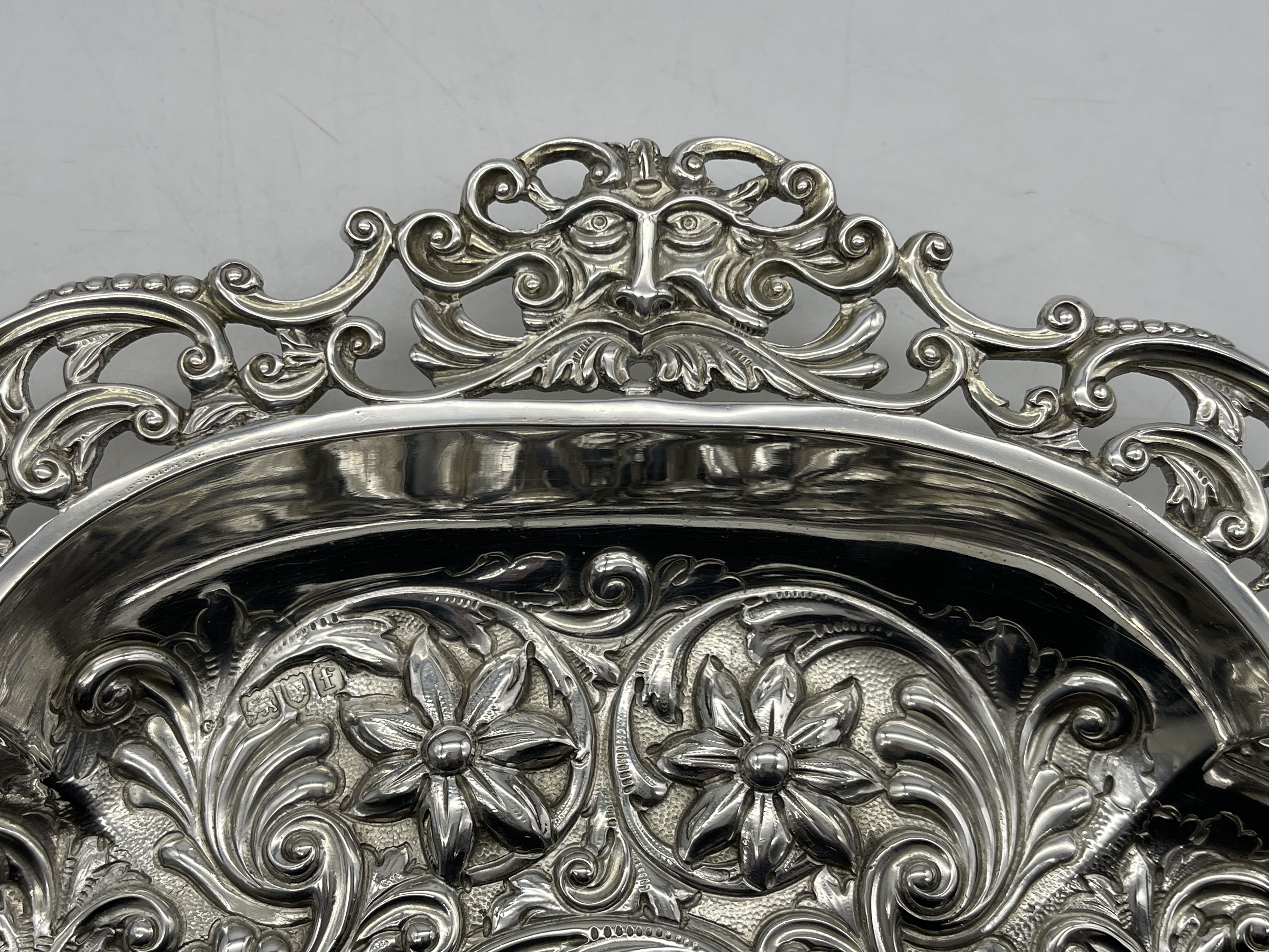 Hallmarked Silver Engraved Tray. Total weight 726 - Image 3 of 17