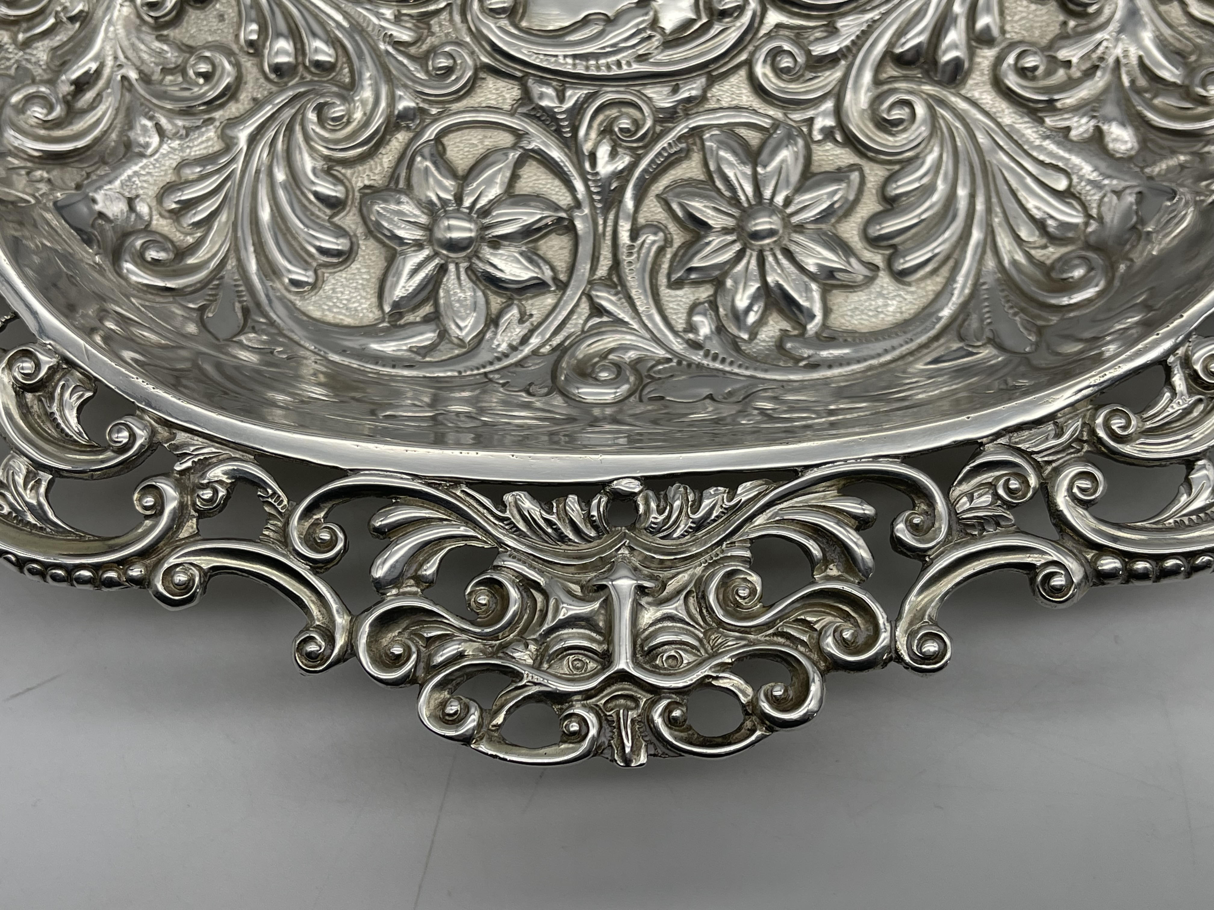 Hallmarked Silver Engraved Tray. Total weight 726 - Image 9 of 17