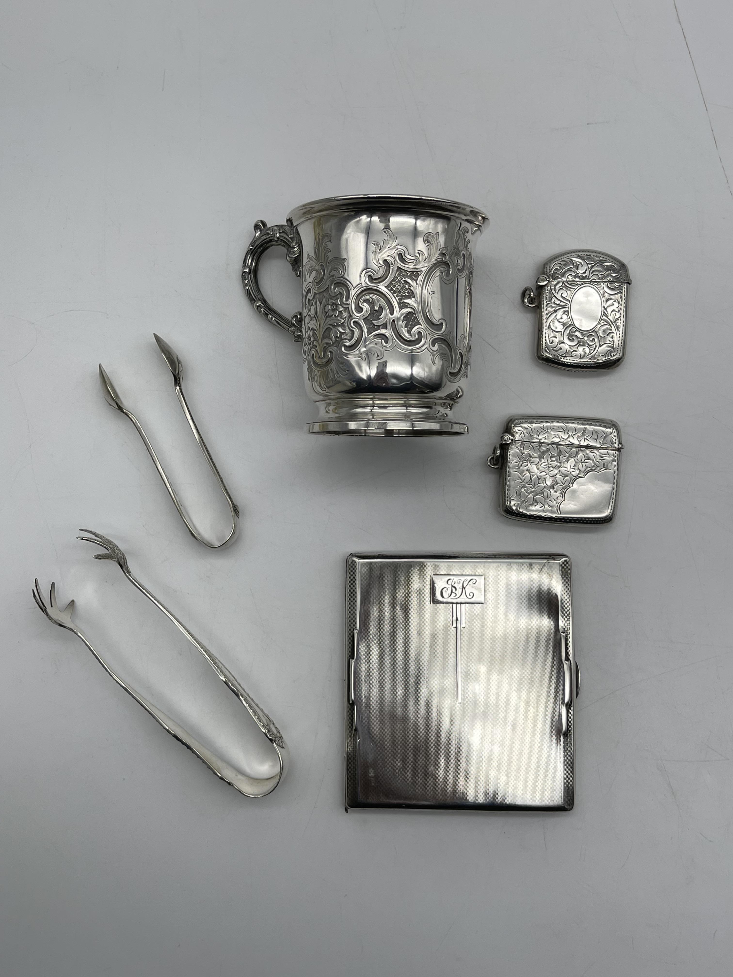 Hallmarked Silver Engraved Cup along with Hallmark