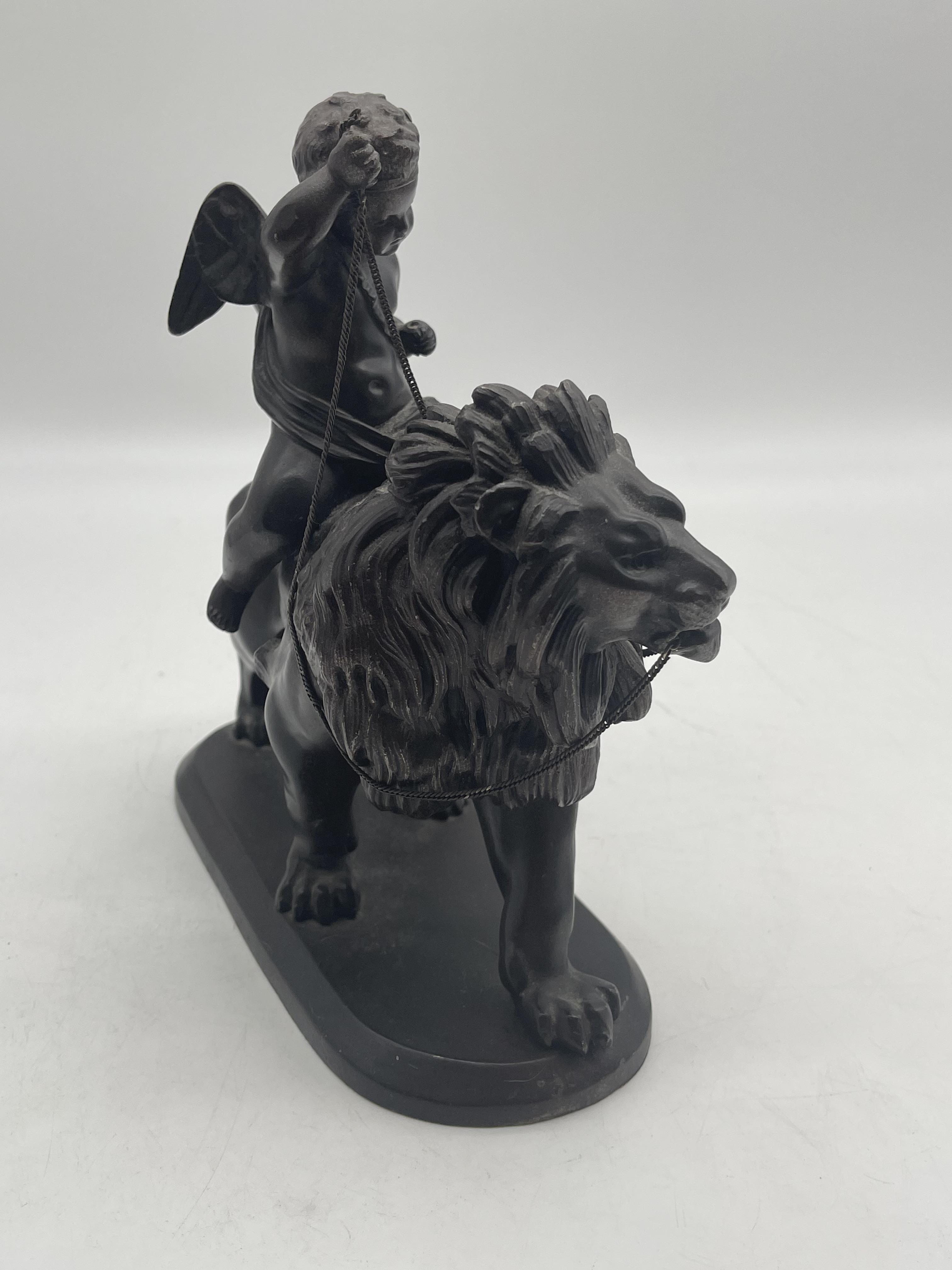 Lion with Cherub Signed Spelter Figure and Resin N - Image 6 of 21