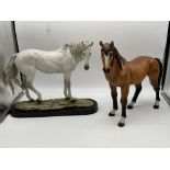 Large Resin White Stallion and Large Resin Brown H