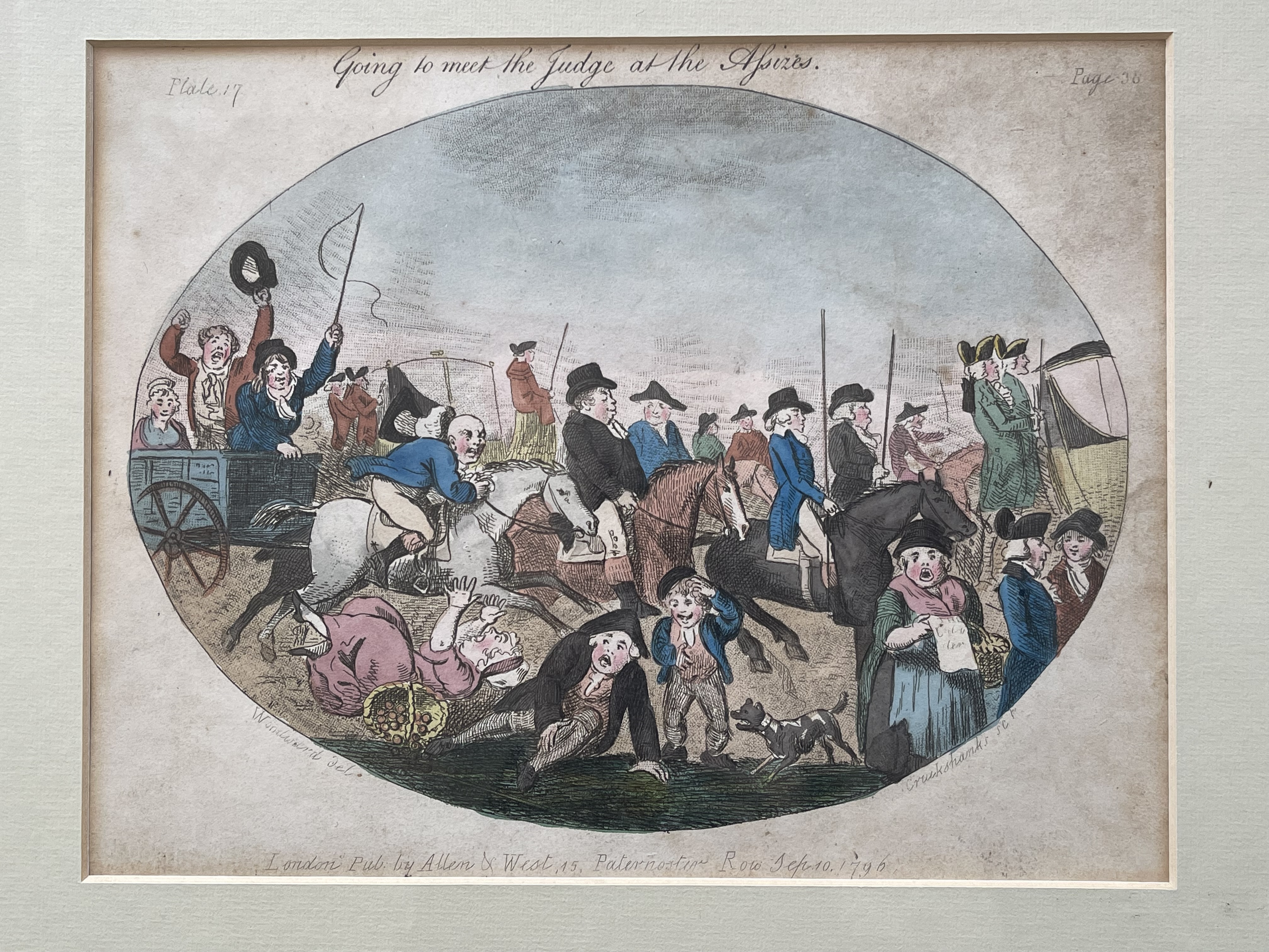 Isaac Cruikshank Hand Painted Engraving and one an - Image 3 of 24