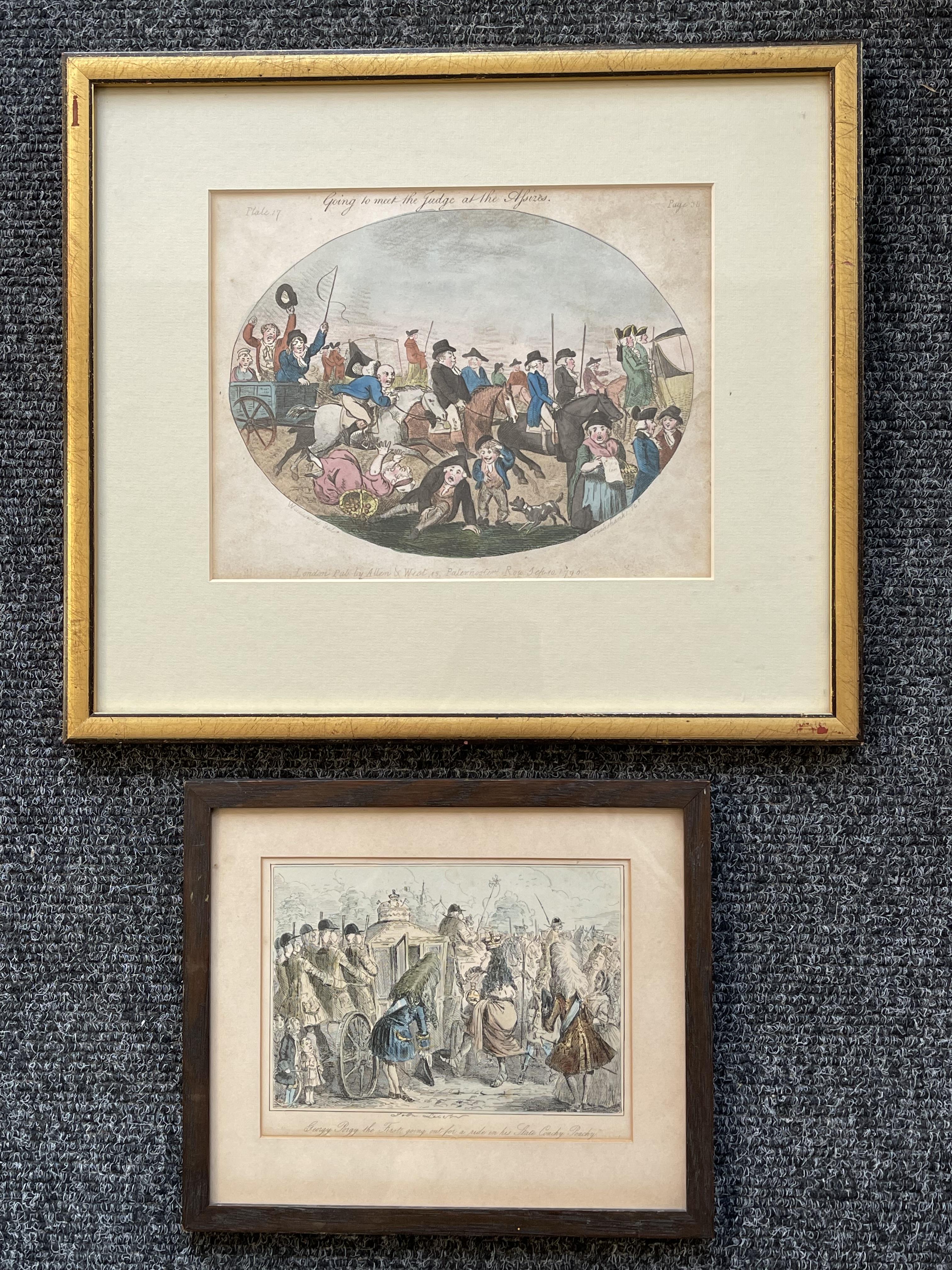 Isaac Cruikshank Hand Painted Engraving and one an - Image 24 of 24