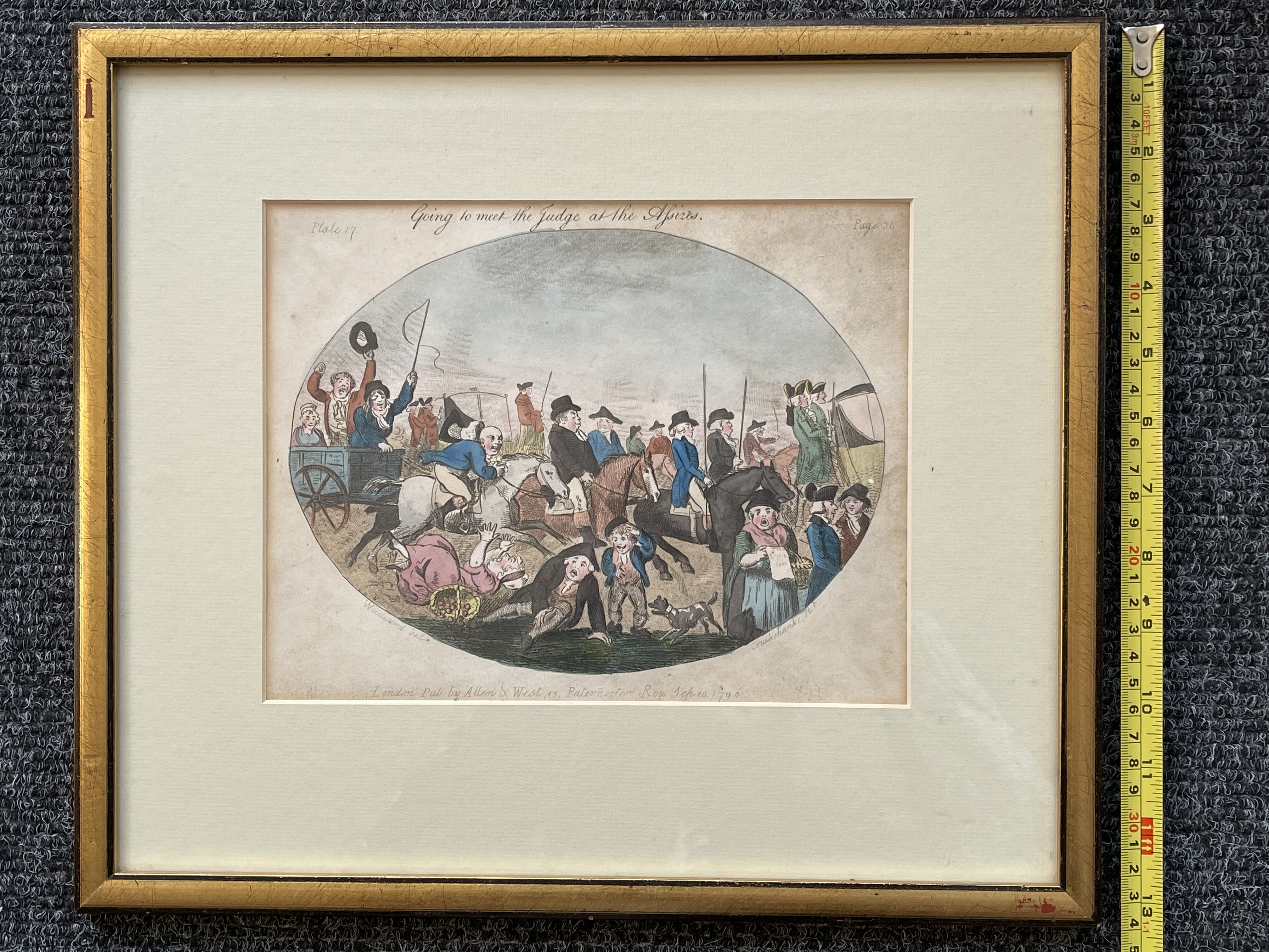 Isaac Cruikshank Hand Painted Engraving and one an - Image 12 of 24