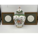 Large Dresden Lidded Vase Jar along with Two Royal