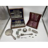 Hallmarked Silver items to include Hand Mirror, Mi