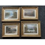 Four Framed Oil on Board Paintings, one signed, po