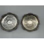 Two Hallmarked Silver Small Trays. Total Weight 3