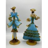 Blue and Amber Murano Glass Figures by G. Toffolo.