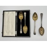 Four Hallmarked Silver Berry Spoons. Total Weight