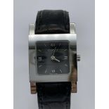 Gucci Black Leather 7900L Swiss Made Stainless Ste
