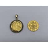 1914 - 22ct Gold Half Sovereign in 9ct Gold Mount