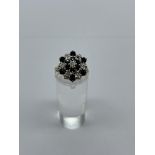 9ct Yellow Gold Diamond and Black Sapphire Cluster