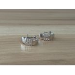 9ct White Gold Diamante Clip On Earrings.