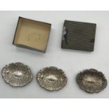 Three Hallmarked Silver Bon-Bon Dishes. Total sil