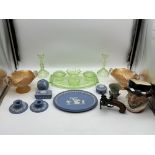 Assorted Lot to include Art Deco Uranium Glass Dre