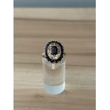 9ct Gold Hallmarked Black Sapphire Cluster Ring.