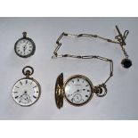 14ct Gold and Metal Cylinder 6 Rubis Pocket Watch